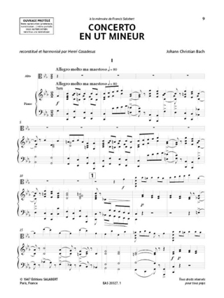 Concerto en ut mineur - Johann Christian Bach - Partition - Alto